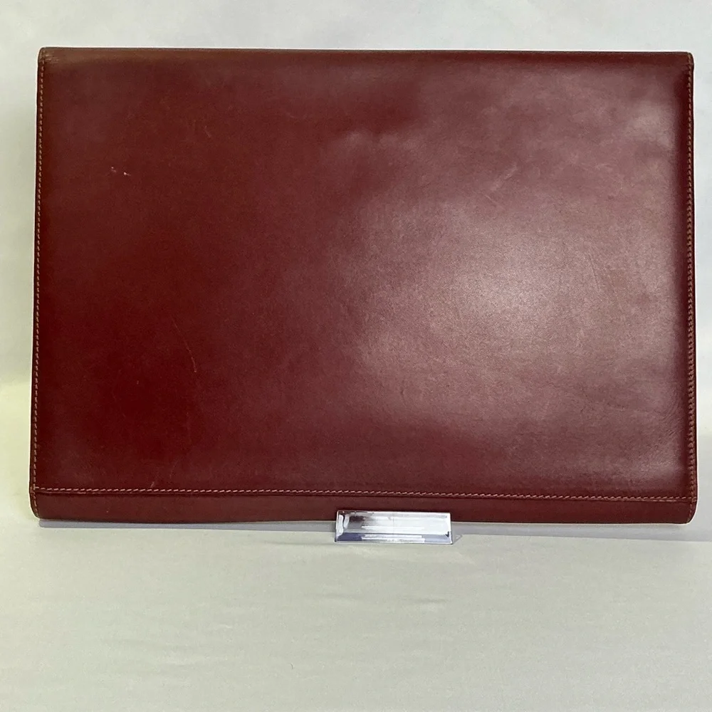 Cartier must de Portfolio Briefcase Document Bag Clutch Bordeaux Red